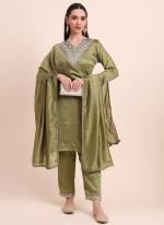 Silk Blend Mehendi Festival Wear Embroidery Work Readymade Kurti Set